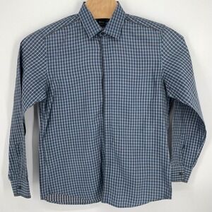 Hugo Boss Regular Fit Blue Plaid Long Sleeve Button Up Shirt Mens Large